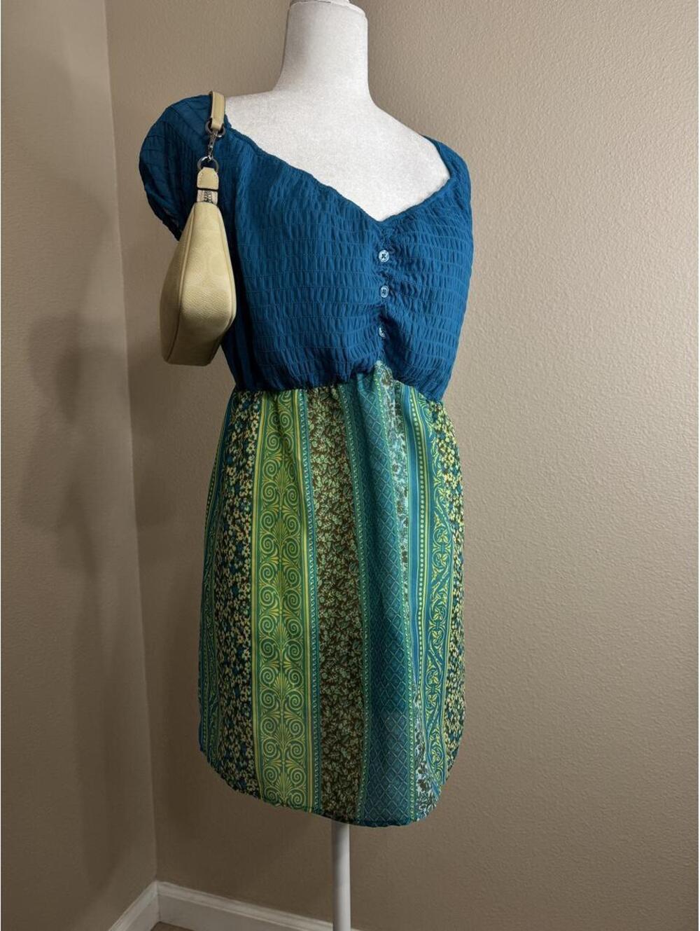 Lane Bryant Women's Blue and Multi Blous